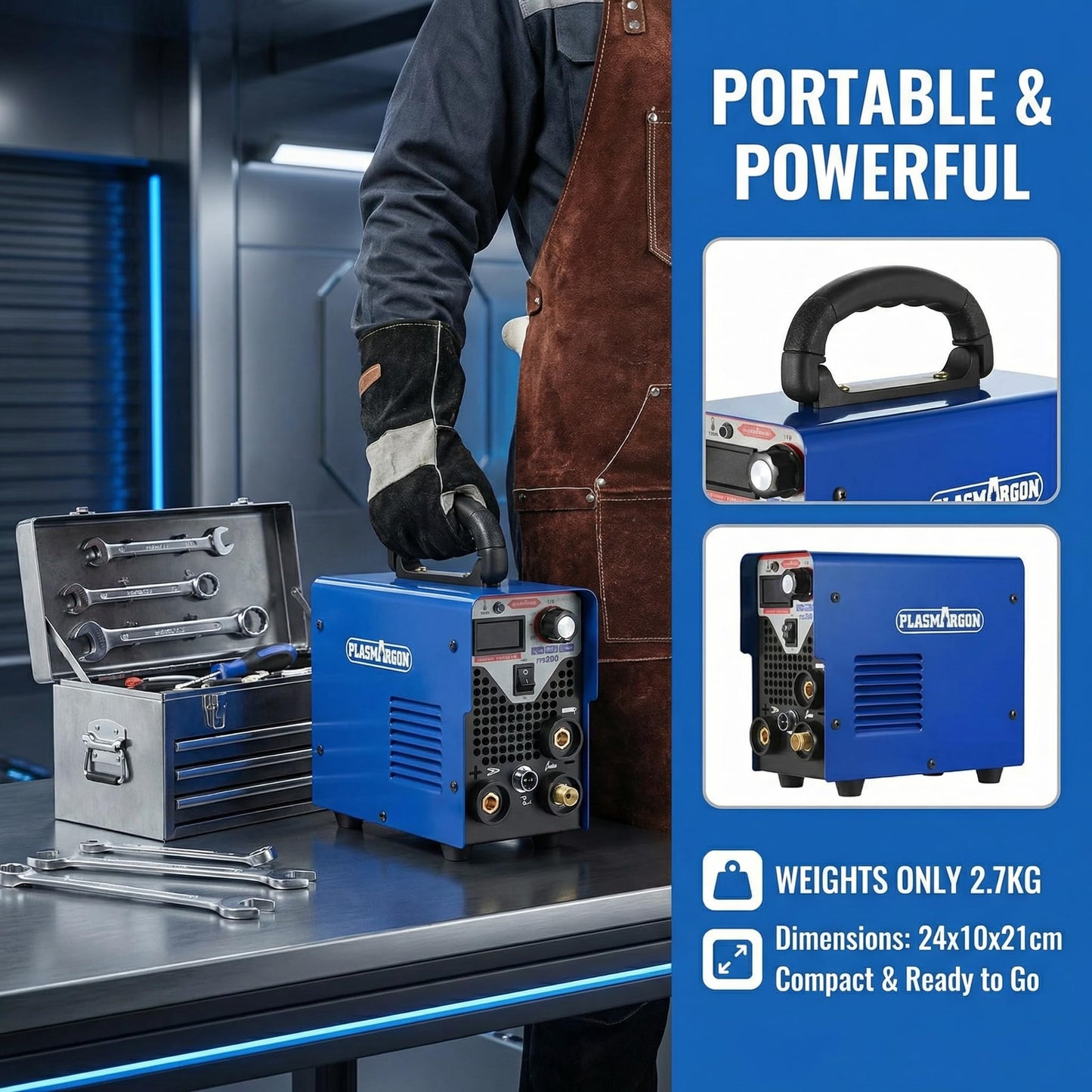 PLASMARGON ITS200 110V/220V 200A 2-IN-1 TIG/Arc Stick MMA Welder Machine,IGBT Inerter LED Display With Lift TIG Torch ARC WelderMachine,Hot Start Portable MMA Welder Machine,DIY/Beginner Friendly