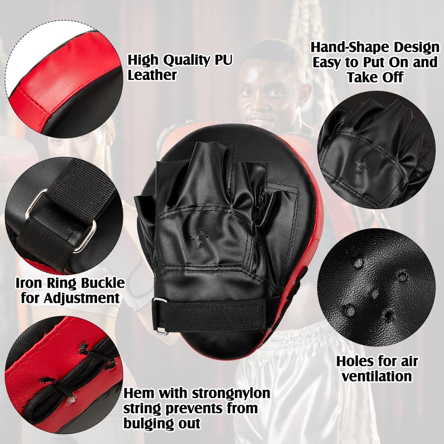 Gemscream 10 In1 Punching Mitts Kick Pad Set Taekwondo Pads Boxing Mitts Focus Pads Boxing Gloves Safety Head Guard Wrist Band for Kickboxing, Karate, Muay Thai, MMA Training(Black)
