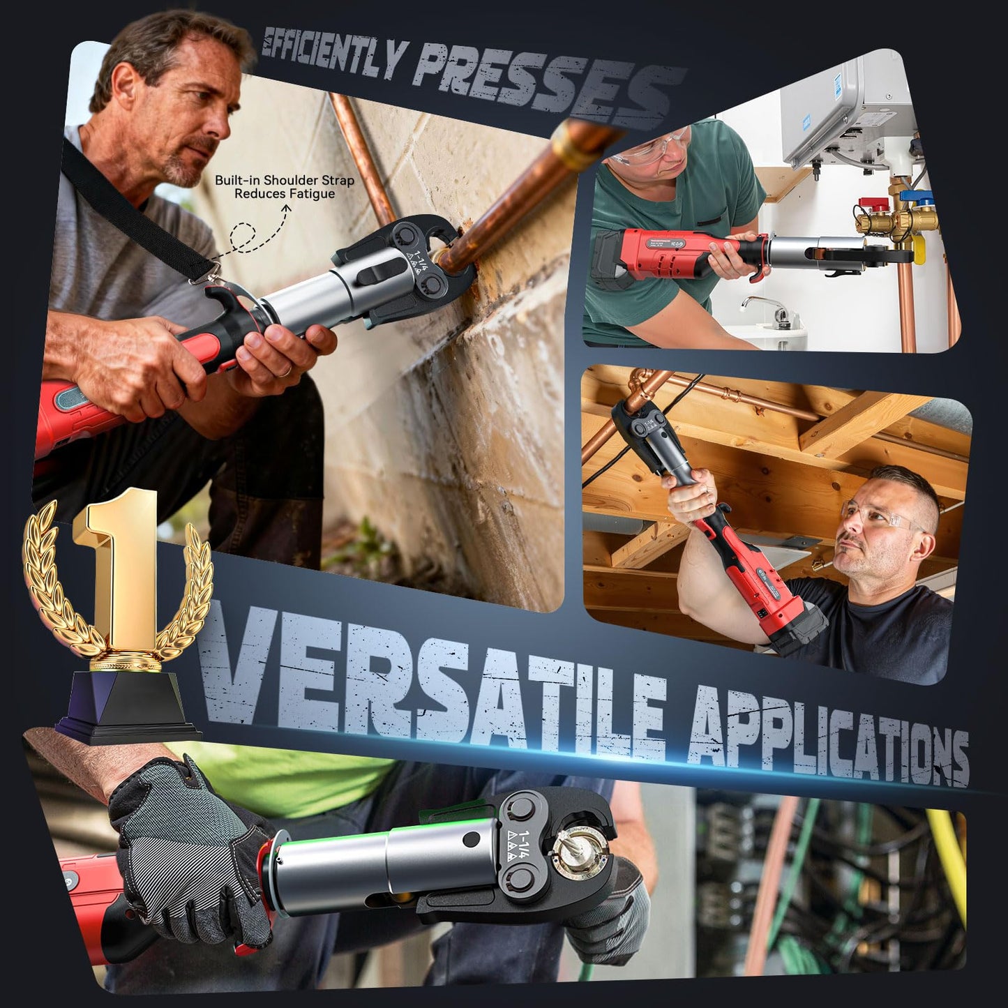 Ecarke Pro Press Tool Compatible with Milwaukee 18V battery, Electric Pipe Crimping Tool for 1/2" to 2" Copper Pipes,32KN of crimping force 360° Rotation Automatic Crimper Brushless Motor, Tool Only