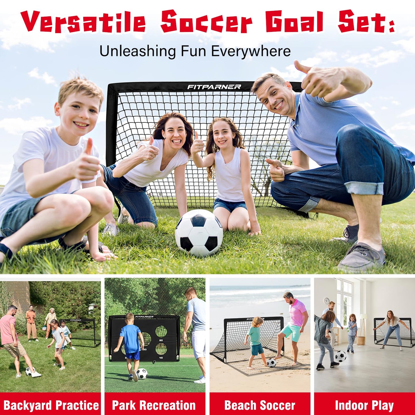 Kids Soccer Goals, 2 Pack 4x3 ft Soccer Nets for Kids Age 3-5 6-8 8-12 10-12-14, Backyard Training Equipment Set with Target, Ball, Cones for Goal Practice,Outdoor Game, Ideal Gift