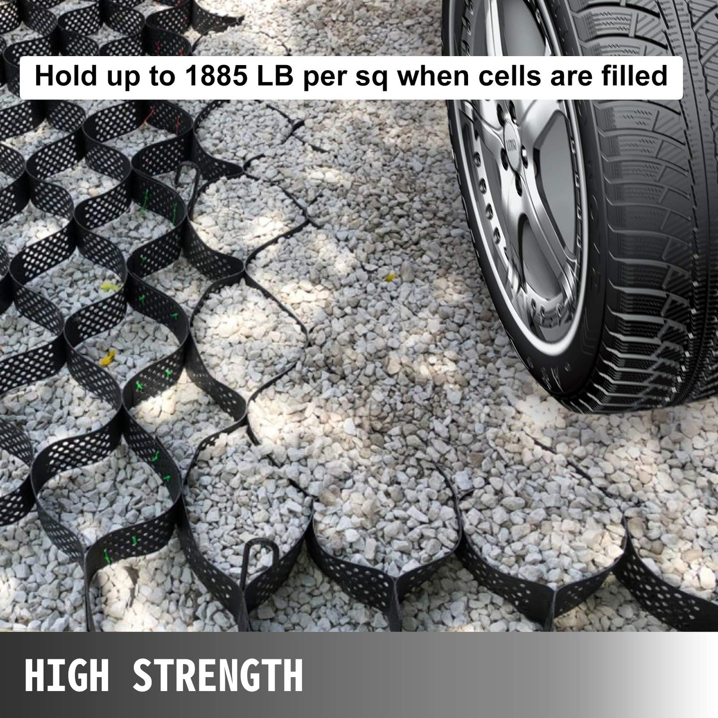 Happybuy Geo Grid Ground Grid 9x17 ft, Geo Cell Grid 4 Inch Thick, Gravel Grid HDPE Material, Ground Stabilization Grid 1885 LBS Per Sq, Tensile Strength Gravel Ground Grid for Slope Driveways, Garden