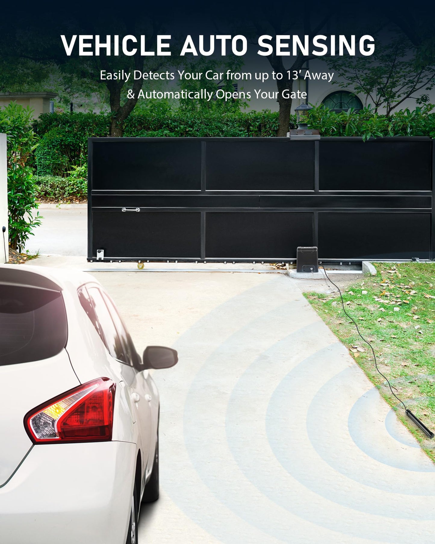CO-Z Vehicle Exit Sensor Kit, Wired Driveway Gate Exit Wand for Automatic Gate Opener 50 ft. Cable Range, Driveway Vehicle Sensor for Sliding & Swing Gate, Smart Car Detector for Truck Motorcycle ATV