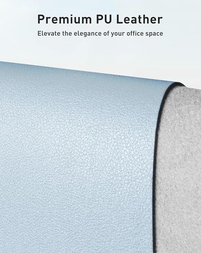 Aothia Faux Leather Desk Mat - Large Mouse Pad, Non-Slip PU Leather Blotter, Waterproof Writing Surface for Office and Home (Baby Blue, 40" x 24")