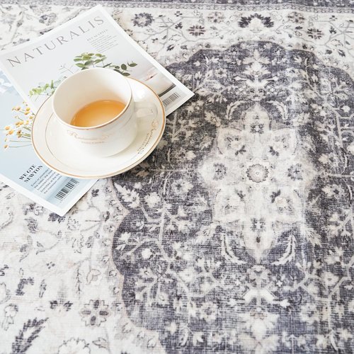 Hallway Runner Rug - Oriental Washable 2x5 | Stain Resistant, Ultra Soft Indoor Carpet in Grey