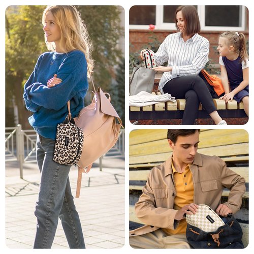 Cerbonny Reusable Lunch Bag, Khaki Checkerboard, 2.5L, Insulated, Leak Proof, Zipper Closure, 2 Compartments, Perfect for Picnic, Work, School, Travel