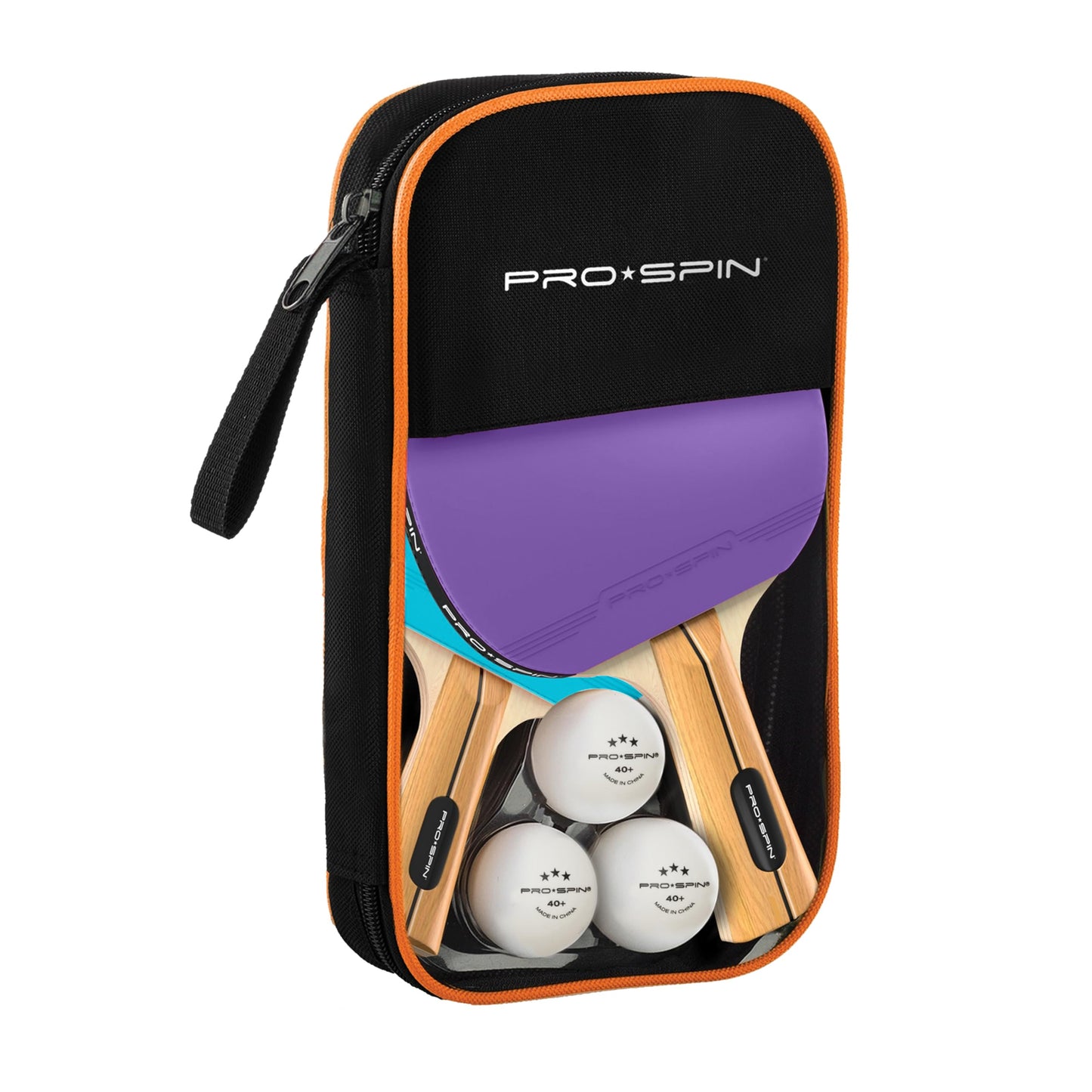 PRO-SPIN Ping Pong Paddles - High-Performance Set with Premium Table Tennis Rackets, 3-Star Ping Pong Balls, Storage Case | Professional Quality Ping Pong Paddle Set (Purple|Blue, 2-Player Set)