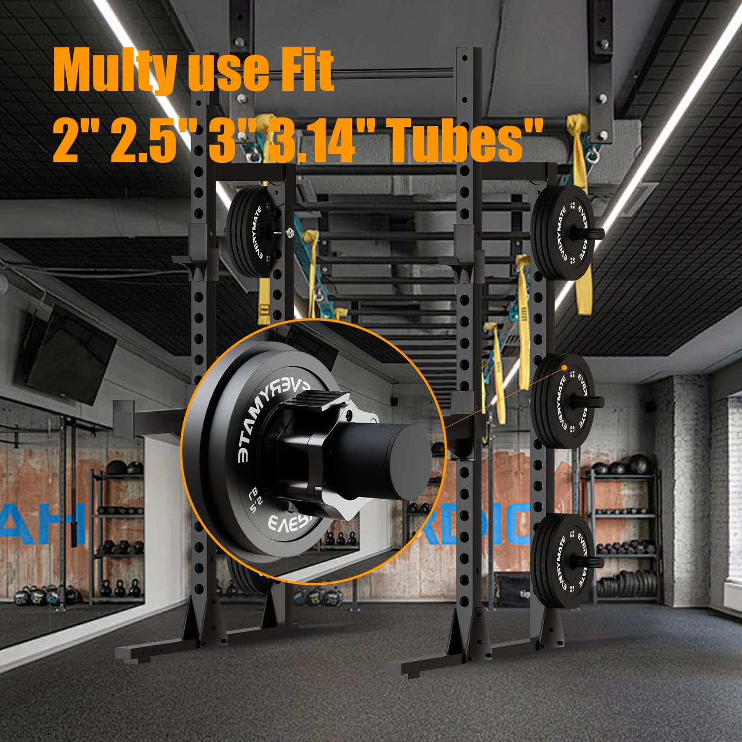 EVERYMATE Weight Plate Holder: Power Rack Attachments Weight Plate Holder Storage for 2 inch Olympic Plates, 2x2 3x3 2x3 Power Cage Accessories for 1 inch holes (4 Pack)