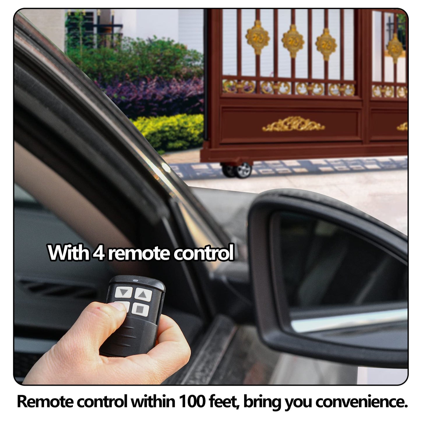 JIELI 3300 lb Automatic Sliding Gate Opener with 4 Remote Controls, Electric Rolling Driveway Slide Gate Motor, Complete Gate Operator Hardware Security System Kit for Sliding Gate Up to 40 Feet