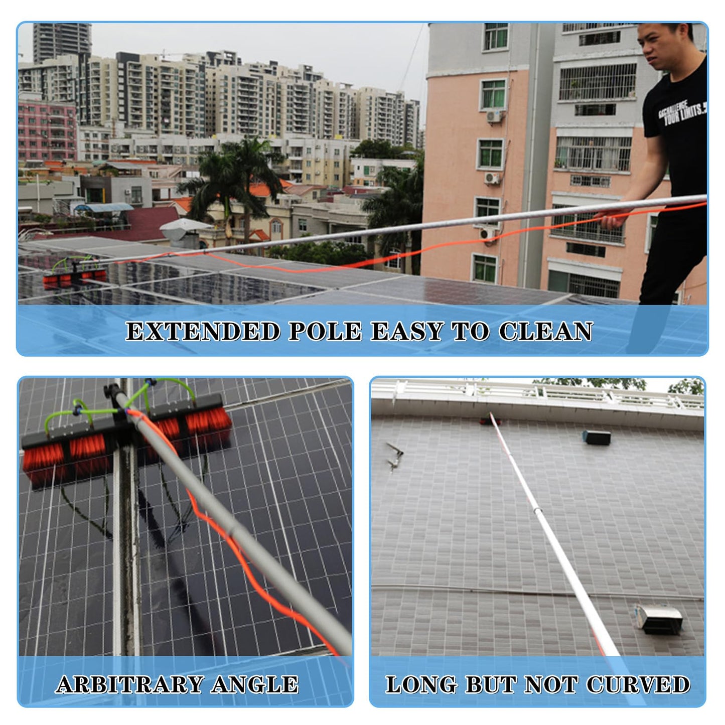 35FT Water Fed Pole Kit Adjustable Solar Panel Cleaning Kit Cleaner Tool for Window Glass Roof Outdoor Glass Brush Window Washing Equipment (35FT)