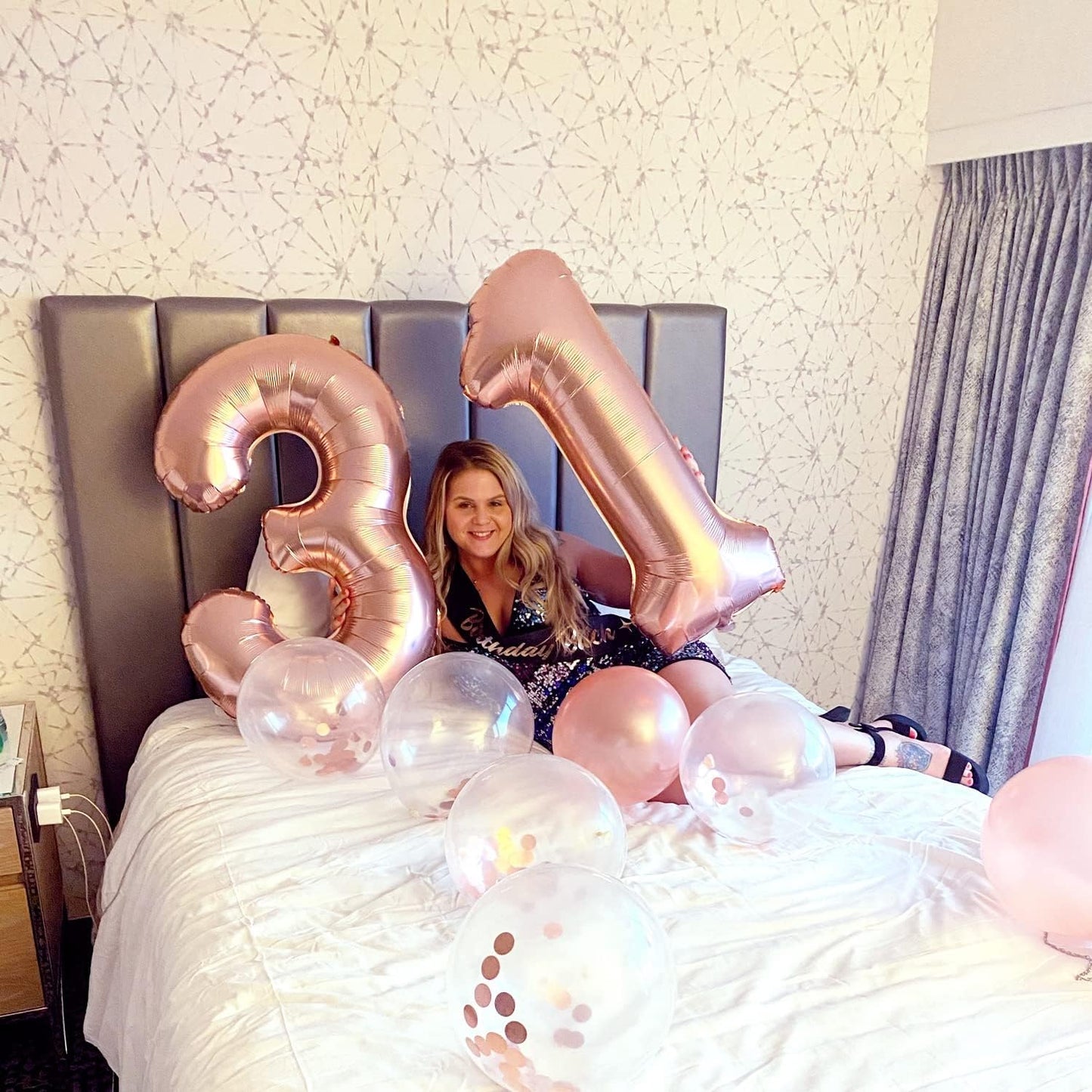 Rose Gold Number 3 Balloon - 40 Inch Large Foil Mylar Helium Balloon for Birthday & Celebration Decor