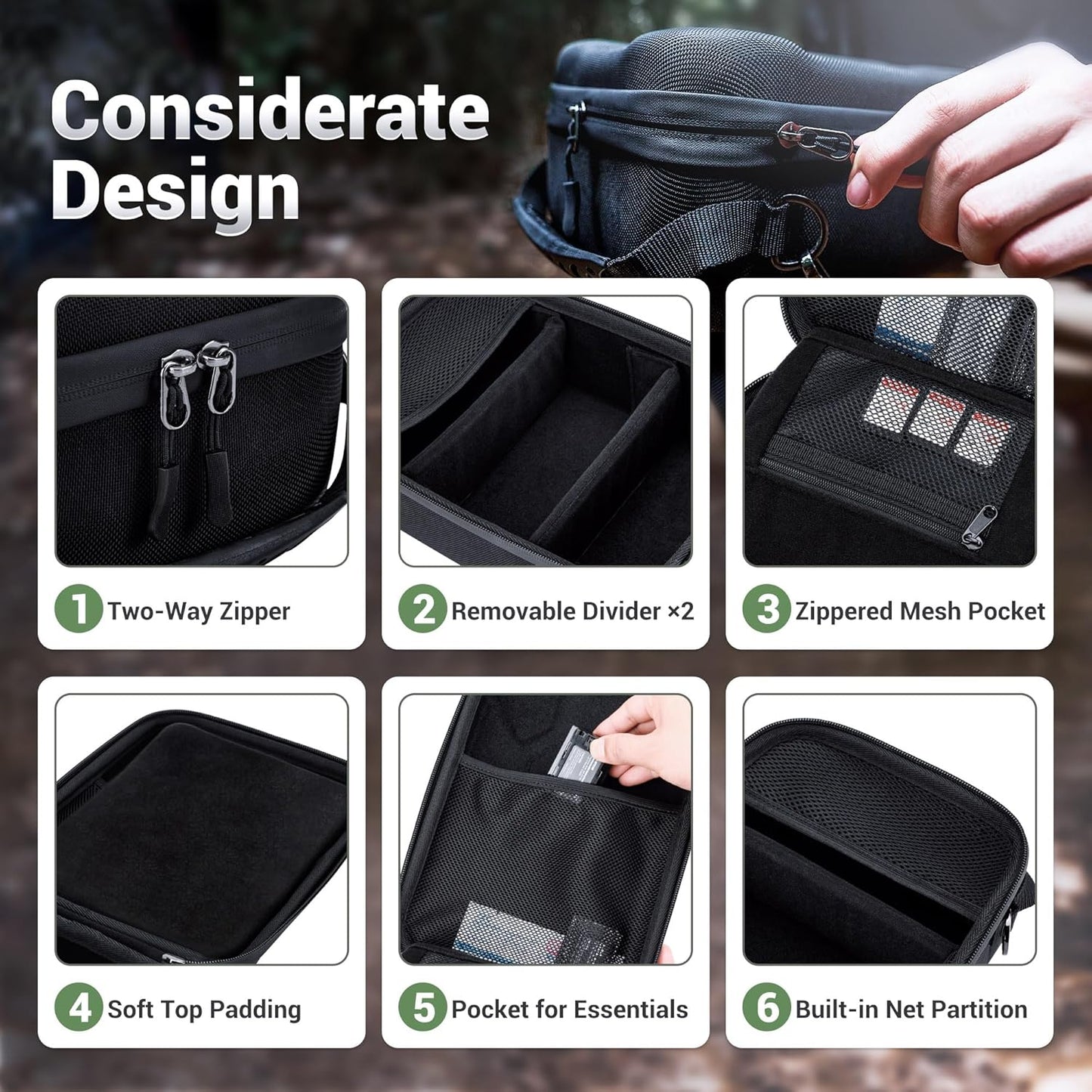 2 Hard Shell EVA Camera Case With Removable Dividers,Waterproof Camera & Lens Storage Carrying Bag for Canon Nikon Sony
