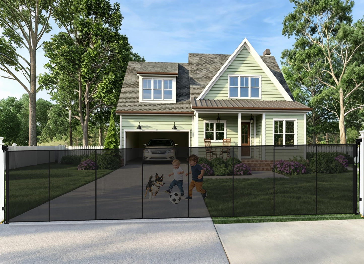 200" Retractable Baby Gates Extra Wide for Large Opening, 41" Extra Tall Retractable Dog Gate Pet Gates, Long Child Safety Mesh Gate with Fiberglass Rods for Stairs, Doorways, Hallways, Indoor/Outdoor
