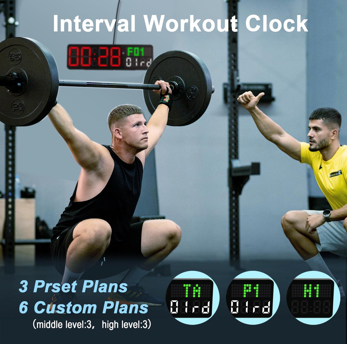 Home Gym Timer, 12'' Interval Workout Clock with Seconds | Remote Control | 5 Display Modes, 4 Alarms | Countdown Wall Clock for Gym Garage Crossfit HIIT Classroom