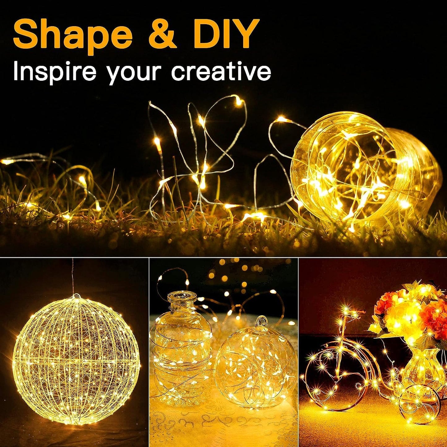 Skiennix 20 Pack Fairy Lights - Battery Operated 7ft Mini String Lights | Warm White Twinkle Lights for Weddings & Parties
