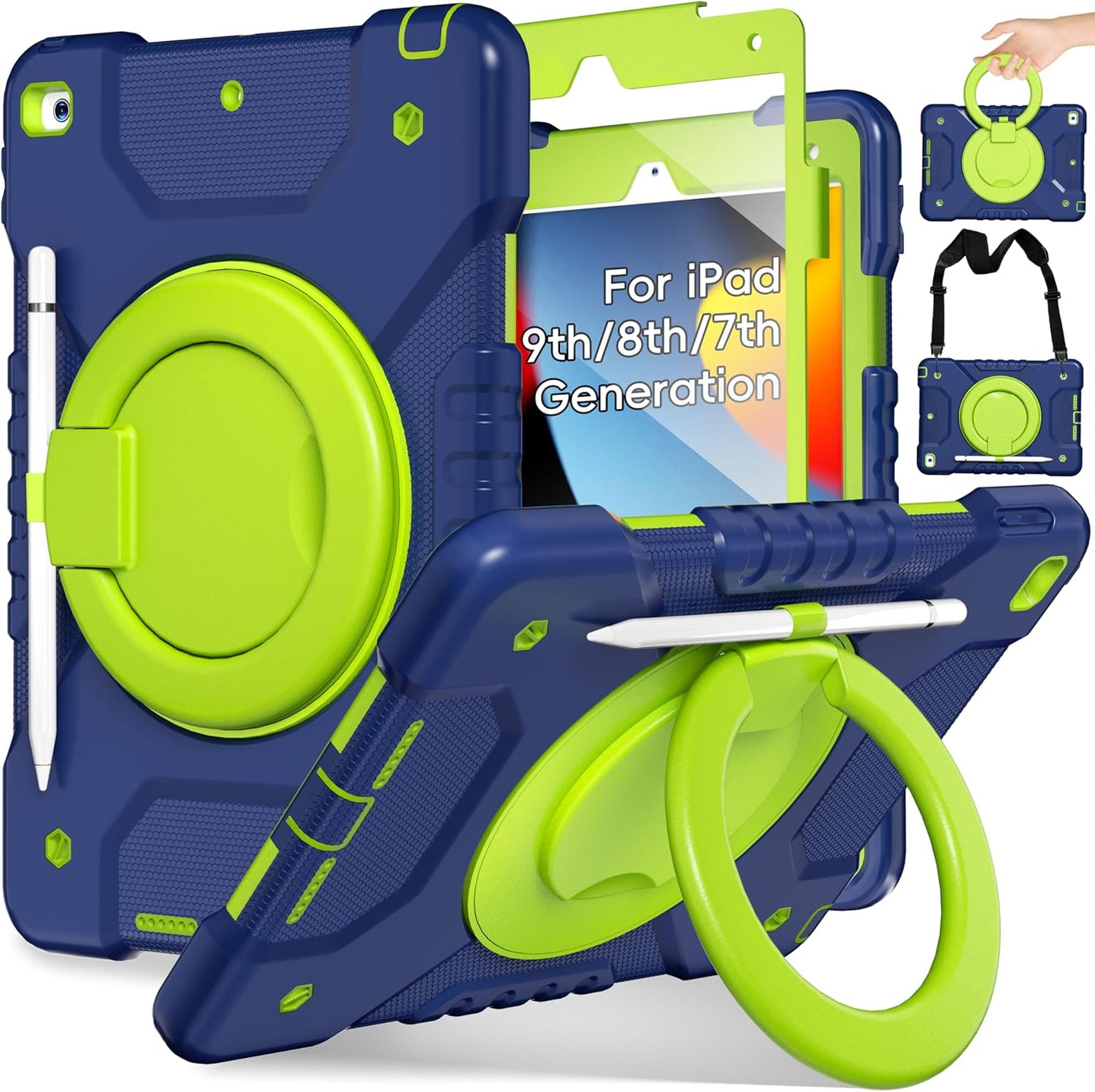 Andnary 9th/8th/7th 10.2 inch, Protector/360 2021/2020/2019 Case for iPad Generation Shockproof Cover with Screen