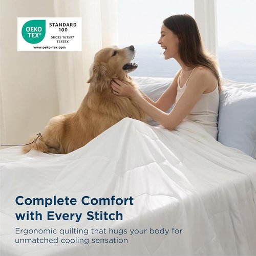 Bedsure Cooling Comforter - King Size GentleSoft Moisture-Wicking Blanket for Hot Sleepers | Breathable Dual-Sided Duvet, White 102x90 Inches