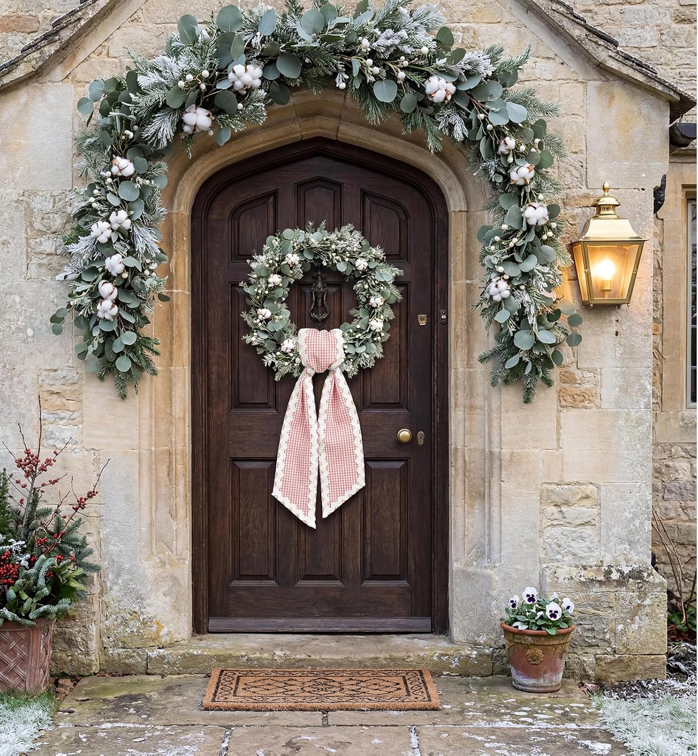 Regine Switzerland Easter Wreath Bows - Pink Buffalo Plaid Ribbon Bowknot for Front Door Decor