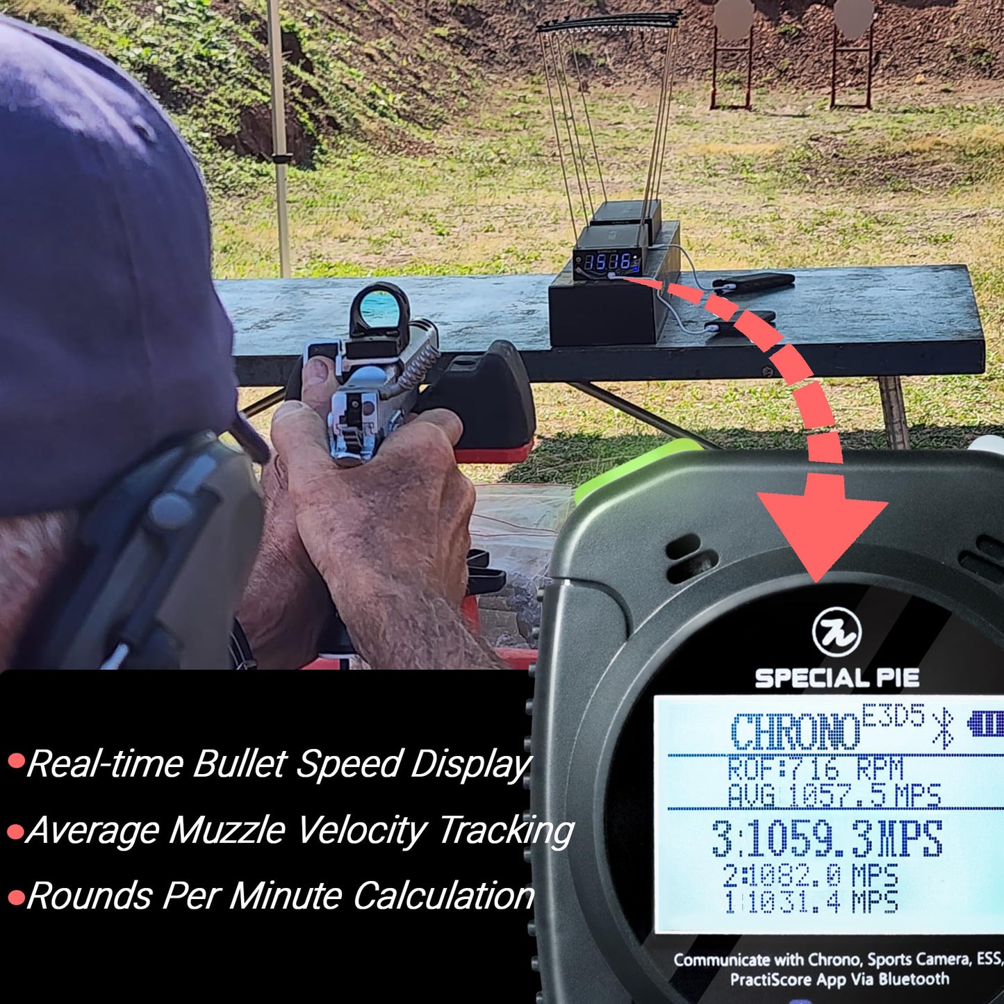 SPECIAL PIE Shot Timer for Shooting Competition- Connect with Big LED Score Display, Perfect for Shooting Competition & Shooting Club (Black)