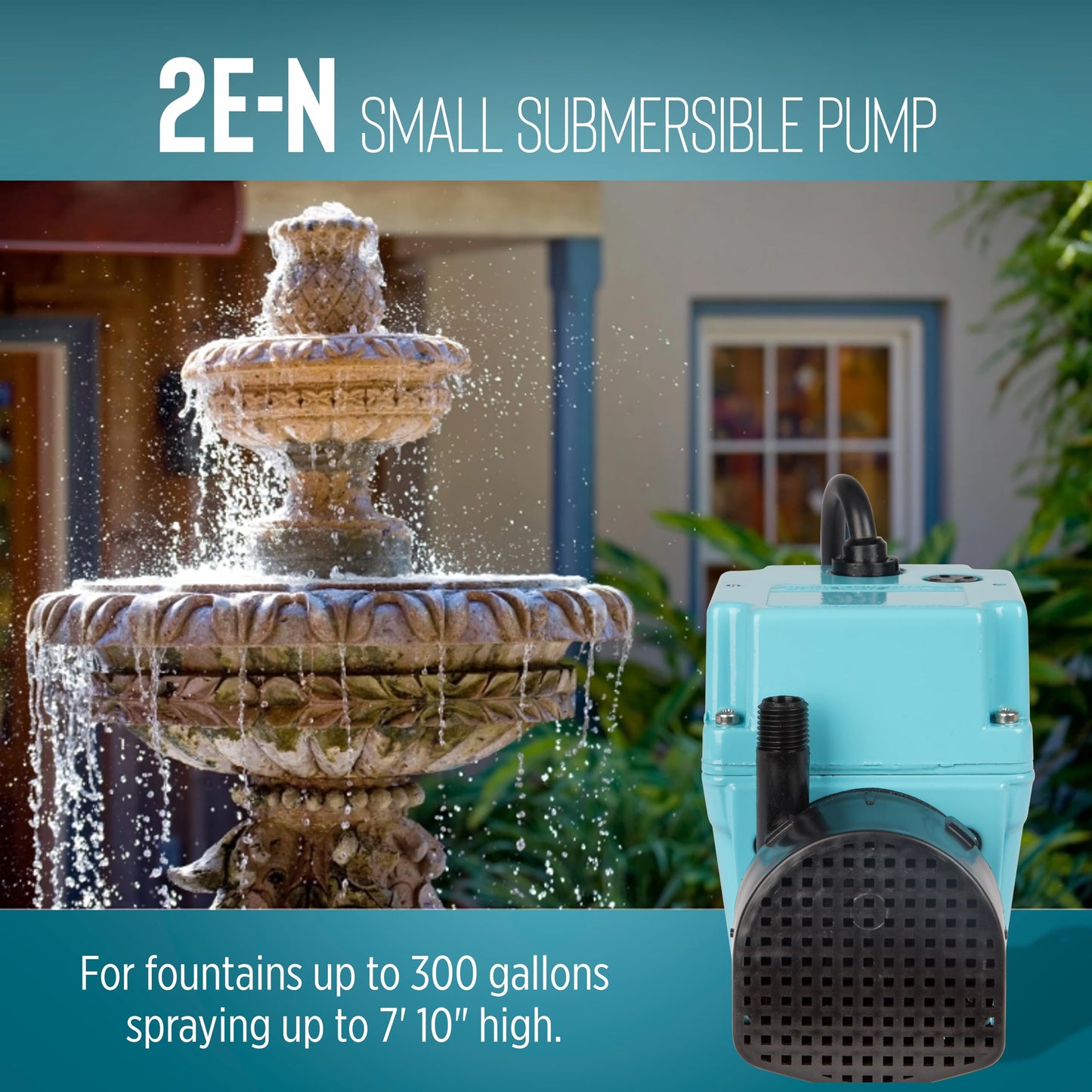 Little Giant 2E-N 300 GPH 115-Volt Manual Oil Filled Submersible Aluminum Direct Drive Submersible Pump, Blue, 502103