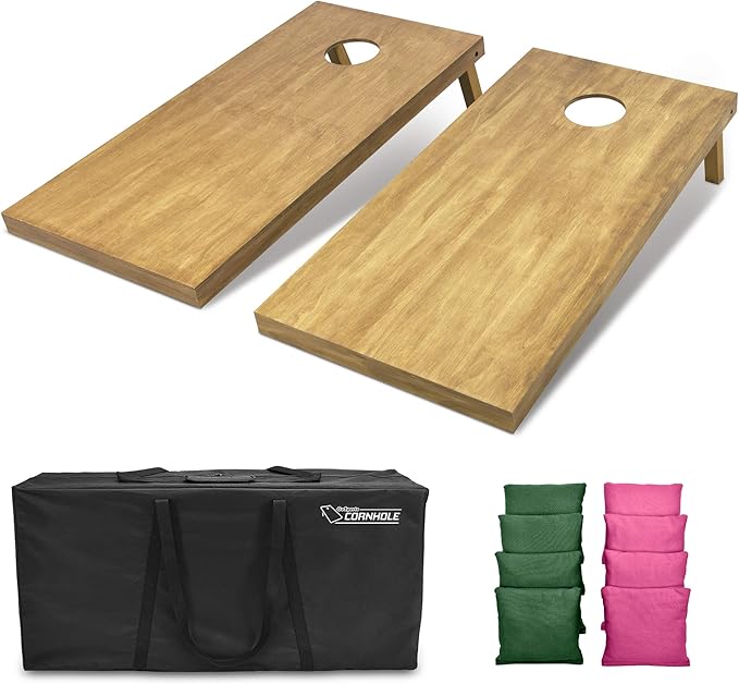 GoSports 4 ft x 2 ft Regulation Size Wooden Cornhole Boards Set - Includes Carrying Case - Full Regulation Size Bean Bag Toss Boards