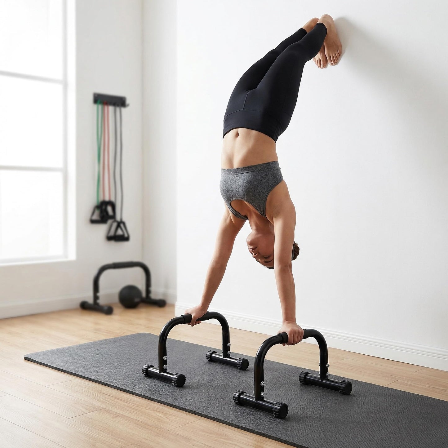 TOPZEA 2 Pack Parallettes Bars, 10" High Steel Push Up Handles Bars Strength Training Anti-Slip Calisthenics Equipment for Handstand, Full Planche, L-sit & Dip, Home Fitness & Gym Floor Workouts