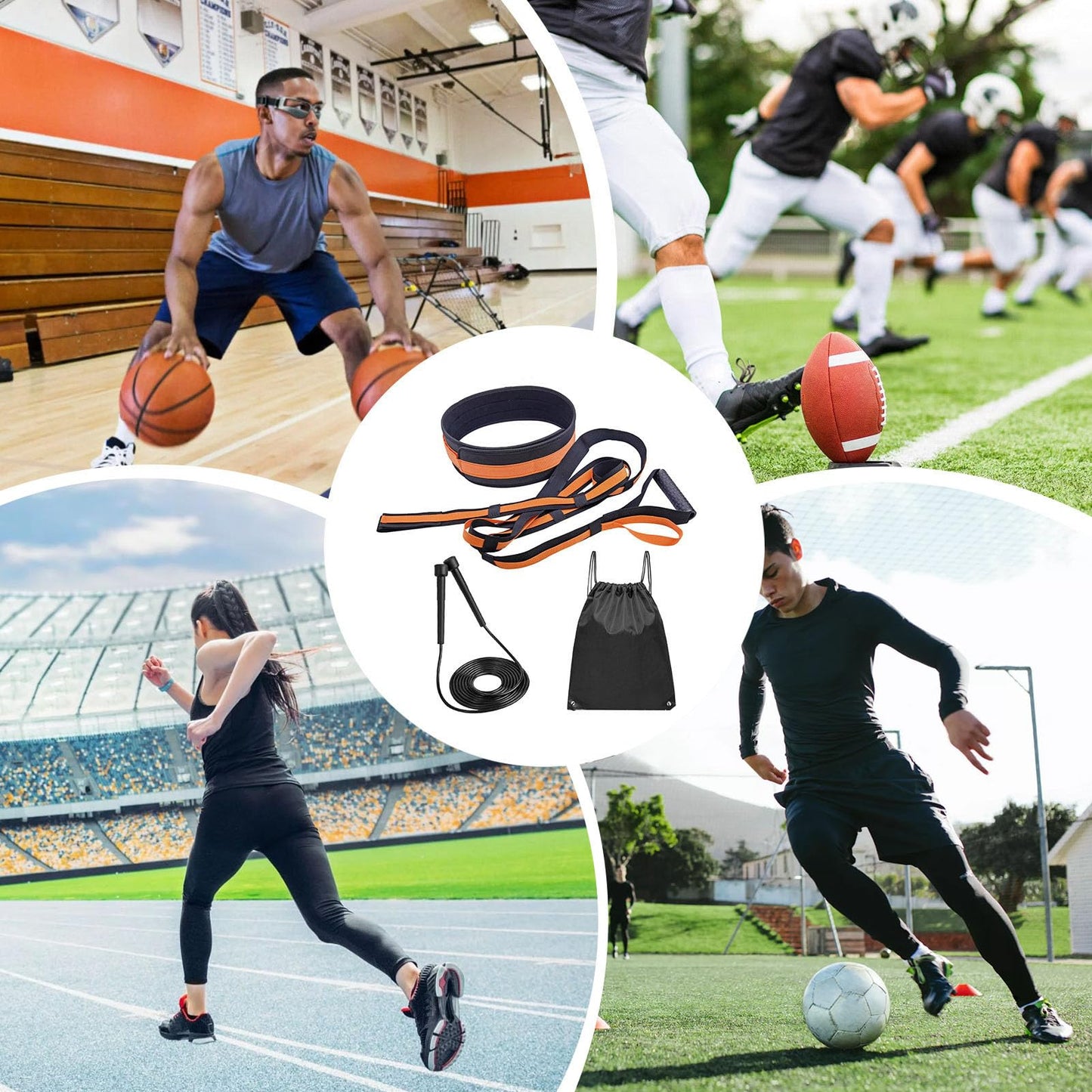 VEAREAR Speed Training Kit, Overload Running Resistance Harness & Resistance Band, Agility Training Equipment for Football, Strength Training Band for Youth, Adult, Athletes