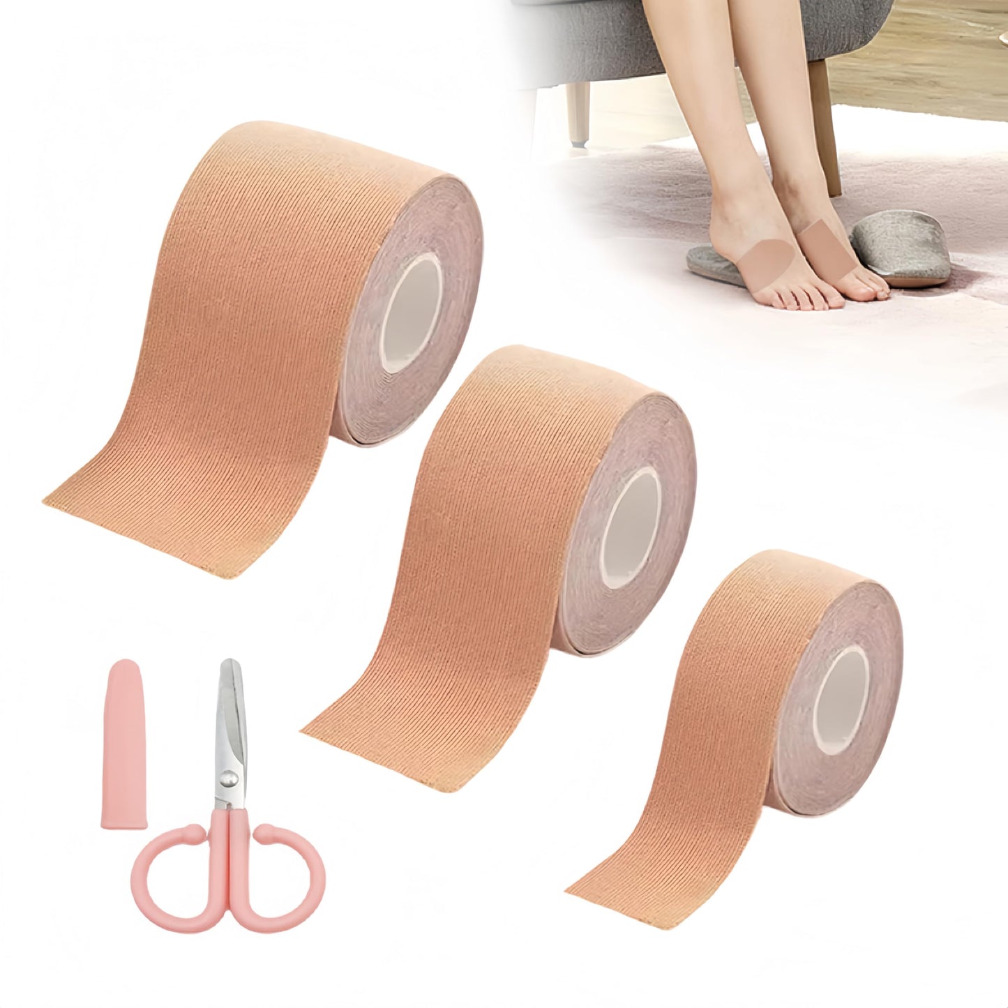 NITOTECA 3-Pack Kinesiology Tape Set with Safety Scissors Elastic Sports Tape for Muscle Support, Pain Relief & Joint Stability – Waterproof Athletic Tape for Workout, Gym & Sports Training