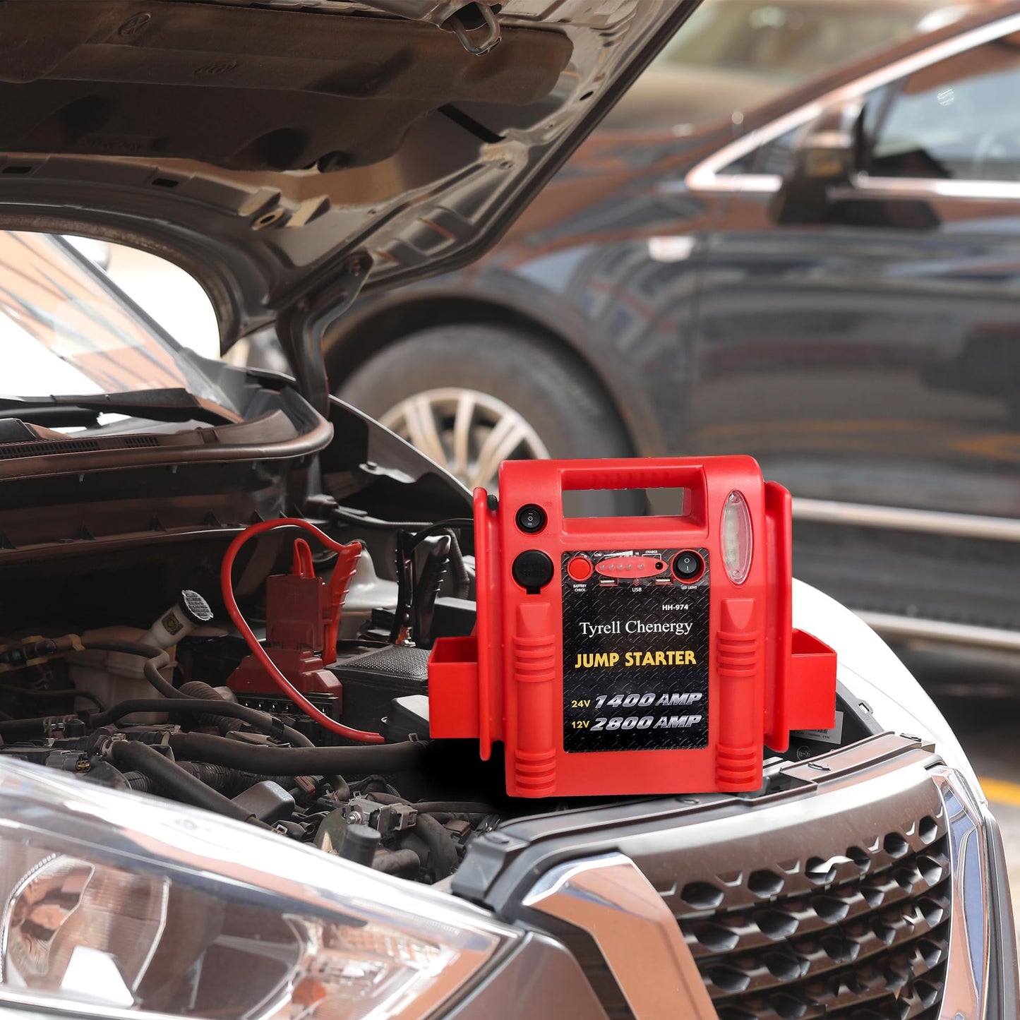 Tyrell Chenergy 12V/24V Jump Starter,2800/1400 Peak Amp,Truck Battery Booster Pack, and Pure Copper Jumper Cables,Heavy Duty Jump Box Includes Dual USB and DC Ports Power,Car Battery Jump Starter