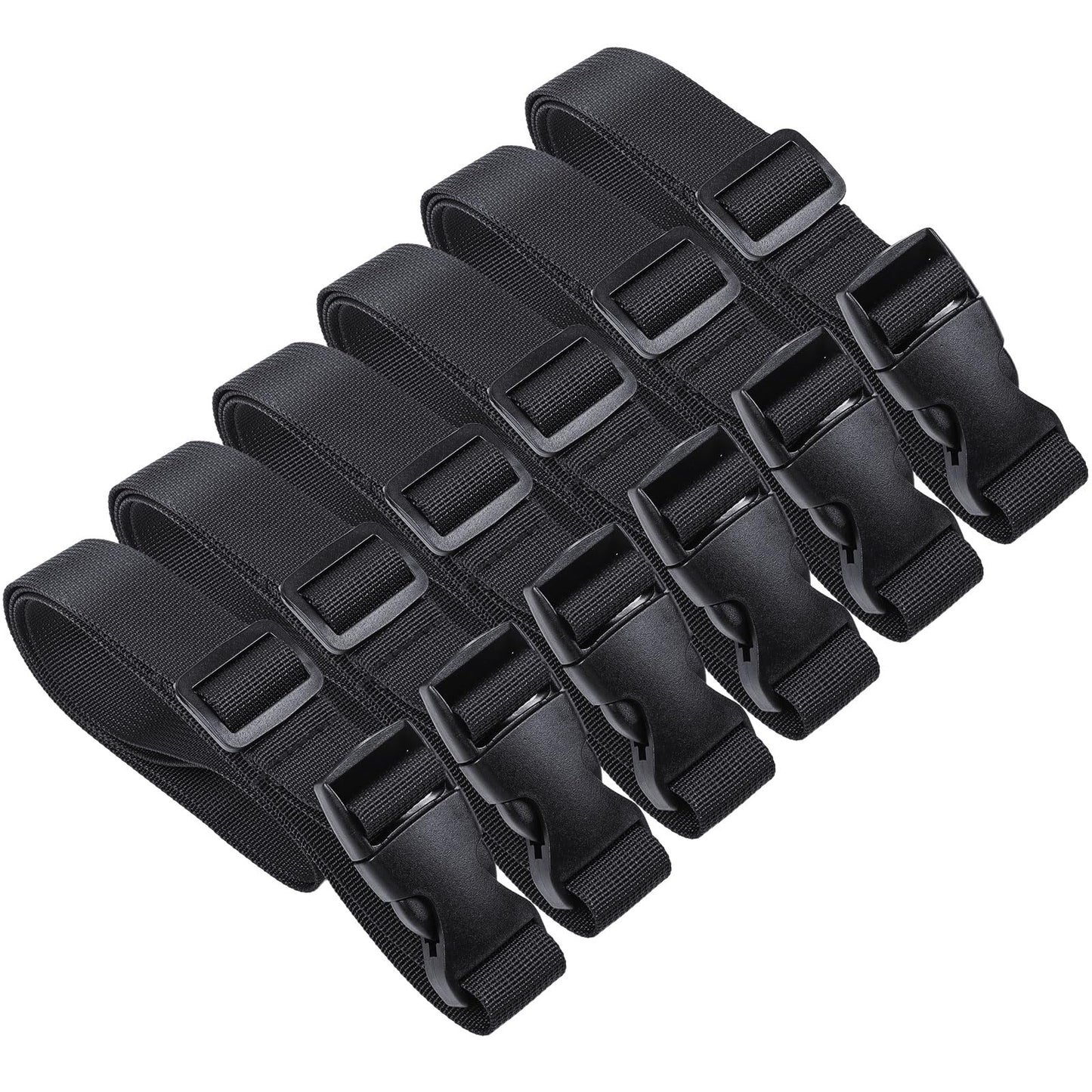 Utility Straps with Quick Release Buckle 47inch, 6 Pcs Nylon Backpack Luggage Straps, Black Adjustable Strap for Packing Travel Outdoor Sports