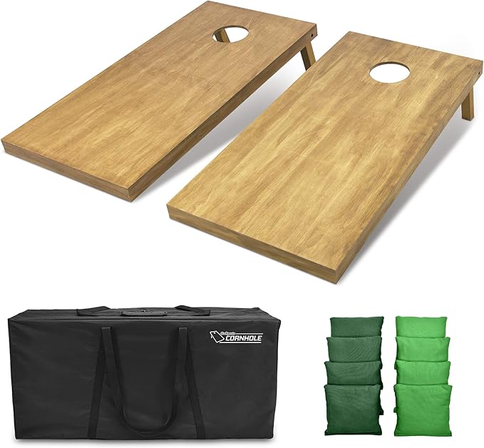 GoSports 4 ft x 2 ft Regulation Size Wooden Cornhole Boards Set - Includes Carrying Case - Full Regulation Size Bean Bag Toss Boards