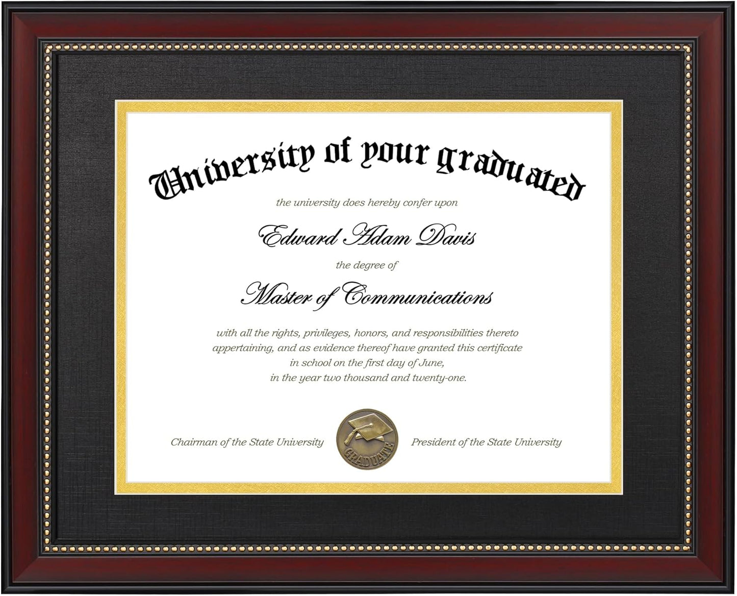Upsimples 8x10 Picture Frame Set - 5 Black Frames & 11x14 Mahogany Diploma Frame Bundle