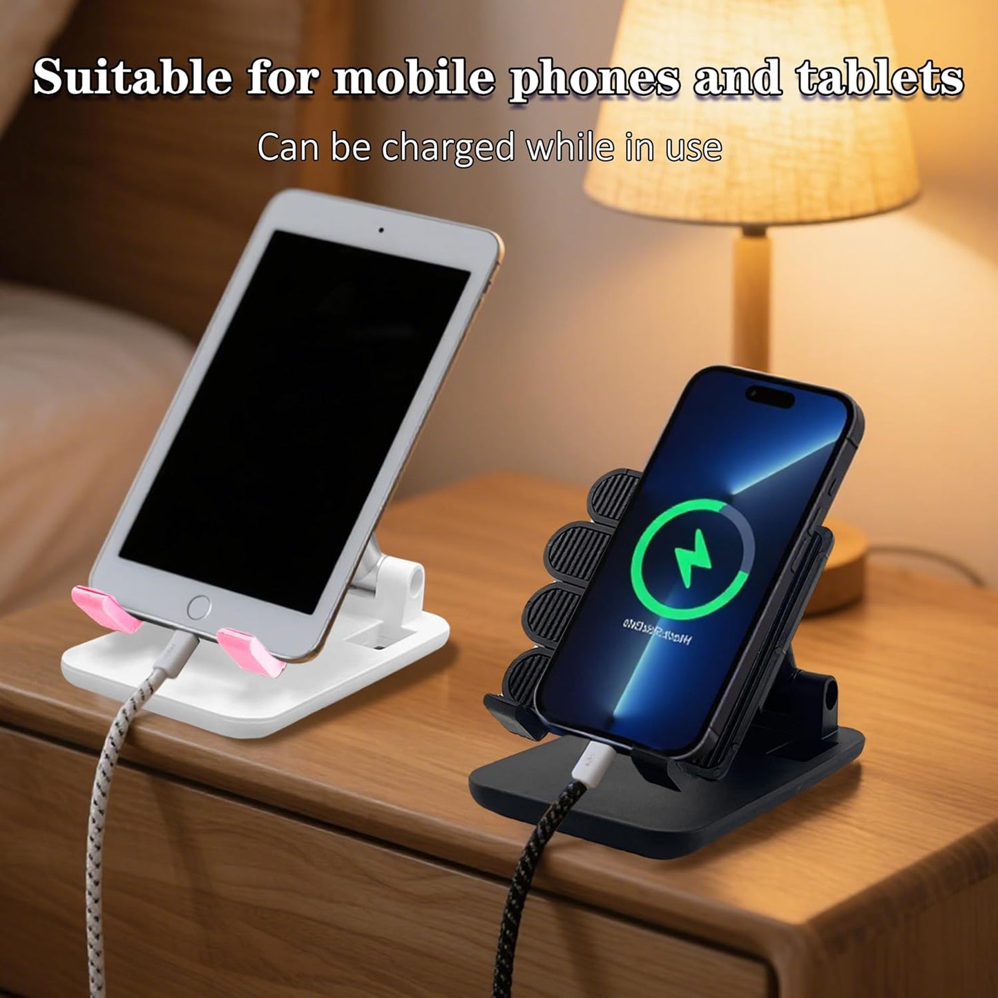 Beiskll 2 Pack Mother's Day Black&Pink Thumbs Up Foldable Cell Phone Stand Holder for Desk,Adjustable Silicone