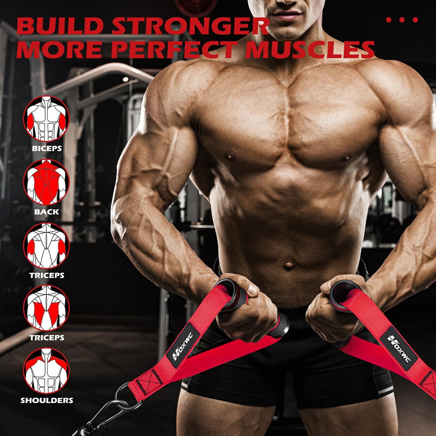 HOXWC Gym Equipment, Cable Attachments for Gym, Replacement Fitness Equipment for Strength Trainer, Heavy Duty Cable Machine Handles for Pulleys, Gym Equipment, Resistance Bands, Home Gym Grip Attachments