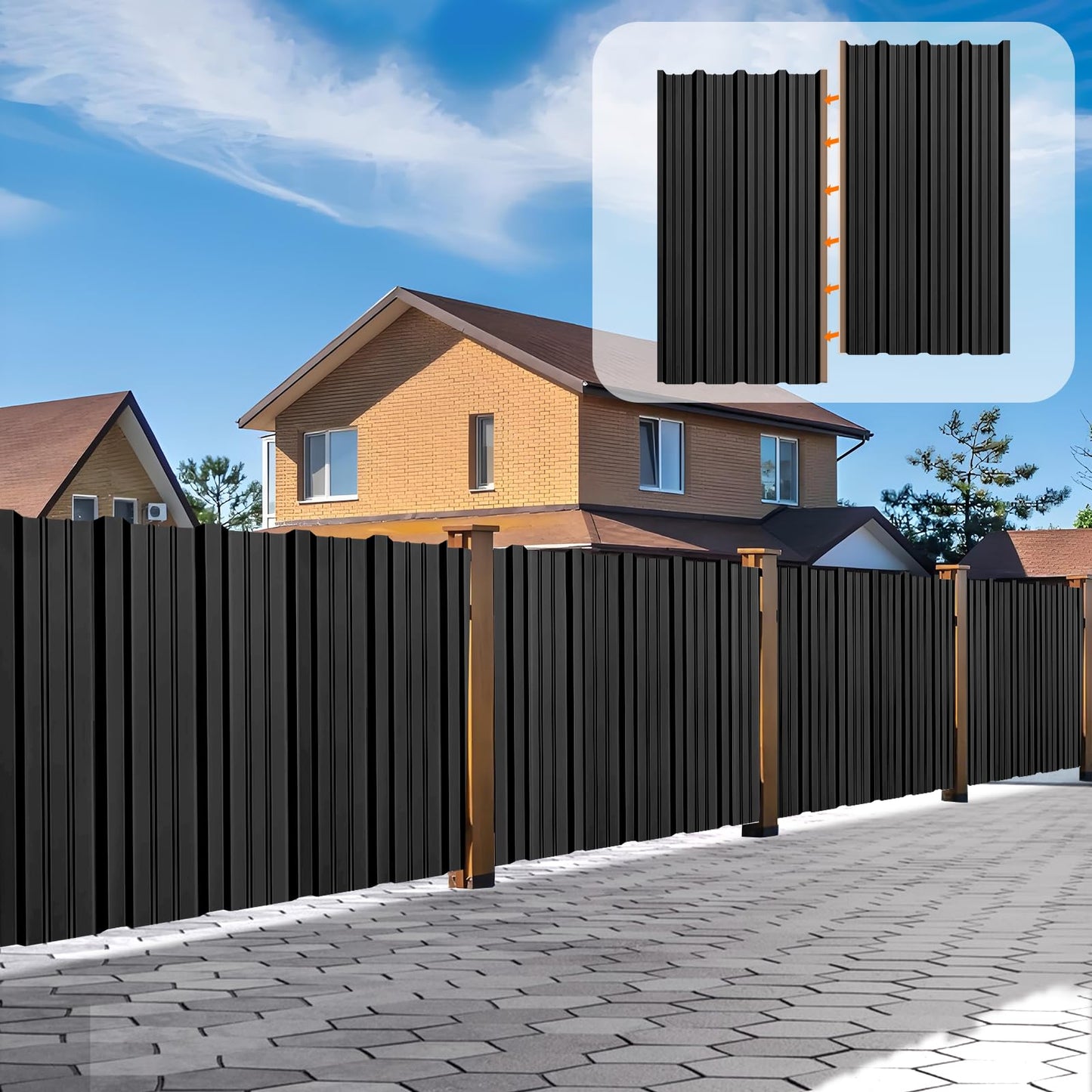 Metal Roofing Panels - 20 Pcs Waterproof Heavy Duty Metal Roof Panels Galvanized Steel Corrugated Tin Roof Panel for Carports Tool Sheds Patio Porch Pergola, Easy to Install Black, 60.6x17.7in