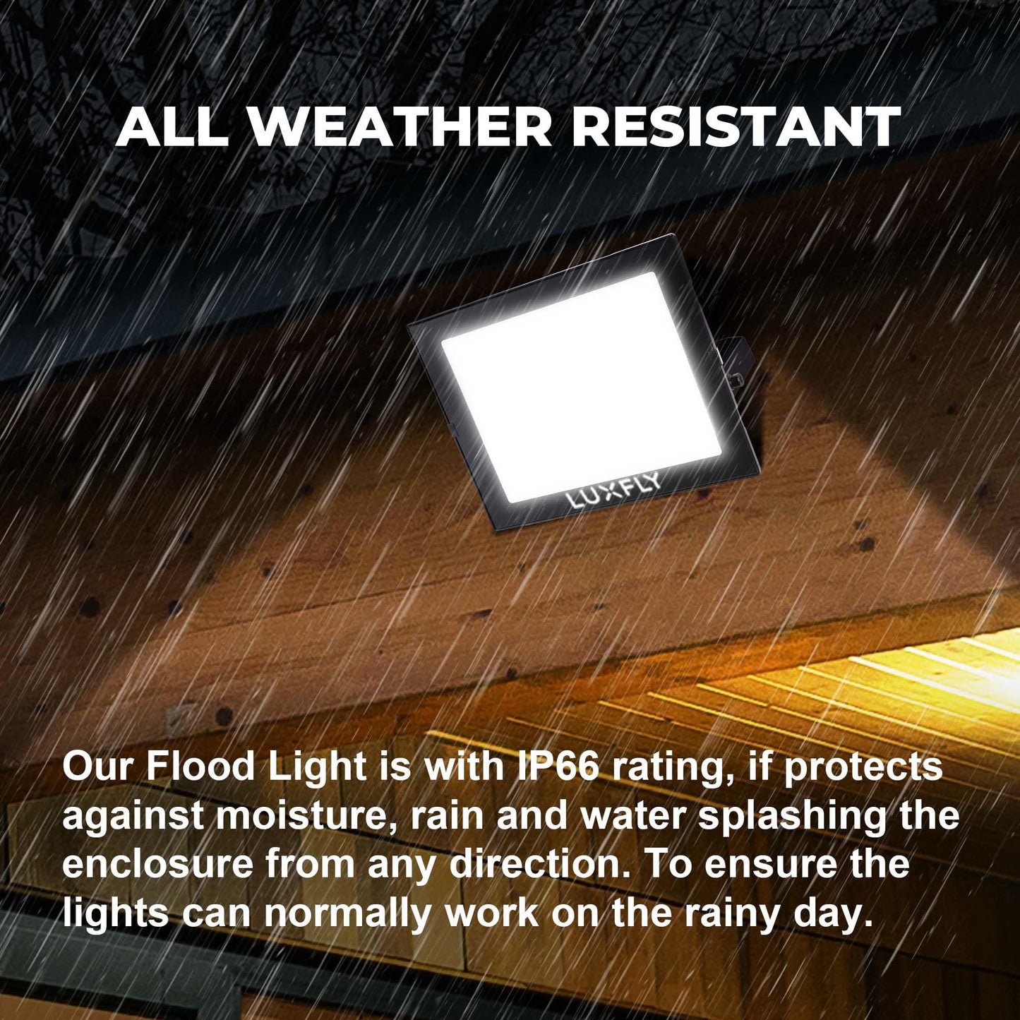 LUXFLY 2 Pack LED Flood Lights Outdoor,200W 20000LM Super Bright Work Light with Plug, IP66 Waterproof Security Lights, 6500K Portable Floodlights for Patio, House, Garage