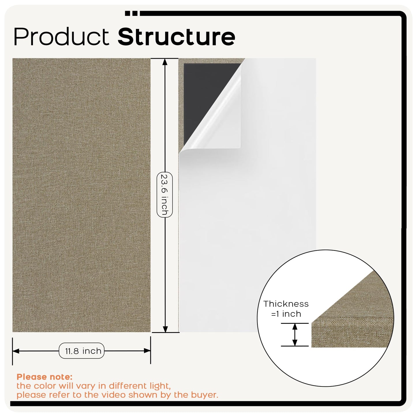 BUBOS 4 PCS Fabric Acoustic Panels, 23.6''x11.8''x1'' Self-Adhesive Soundproofing Panels for Home Studio, Office & Living Room, Sleek Design to Eliminate Echo,Fabric-Clad Jute