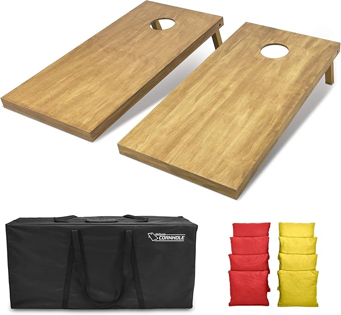 GoSports 4 ft x 2 ft Regulation Size Wooden Cornhole Boards Set - Includes Carrying Case - Full Regulation Size Bean Bag Toss Boards