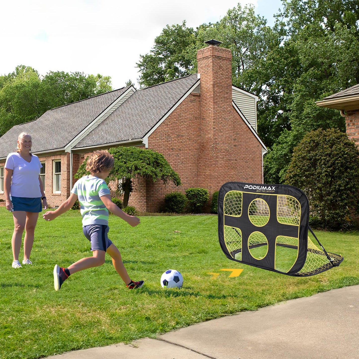 PodiuMax Kids Soccer Goal 2 in 1, Pop up Portable Soccer Goals for Backyard, Soccer Net for Kids Age 3 5 8, Indoor Outdoor Toddler Soccer Goal with Carry Bag, Improving Passing & Shooting Accuracy