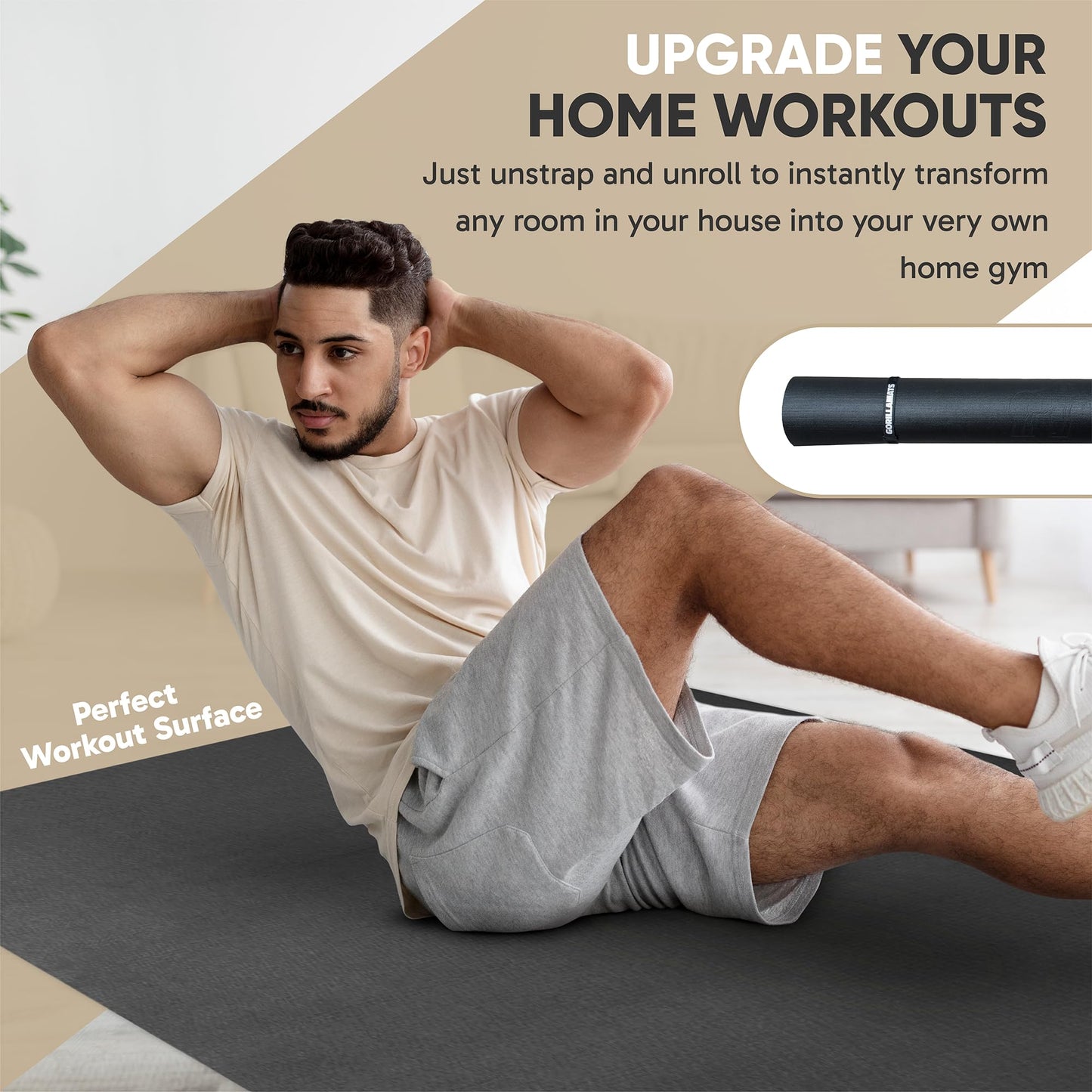 Gorilla Mats Extra Large Exercise Mat – 12' x 6' x 1/4" – Ultra Durable Workout Mat for Home Gym Flooring – Non-Slip, Flat, Fitness, Yoga & Weight Lifting Floor Mat – Use With or Without Shoes
