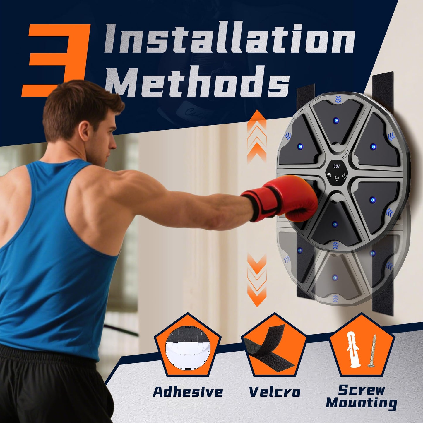 NIBBaNACAL Music Boxing Machine, Smart Boxing Game, 17.5" Large Size, 9 Modes & Speeds, Wall Mounted Punching Machine with Gloves, Great Gift for Kids & Adults Ages 8+