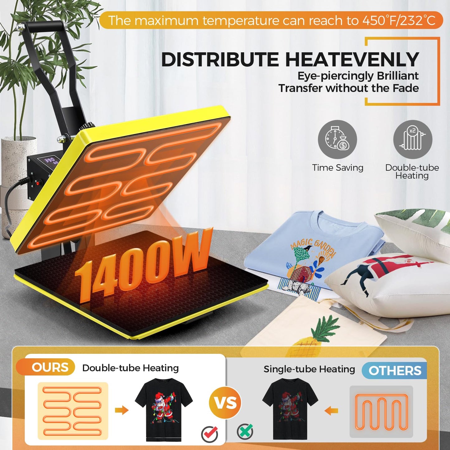 Whubefy Heat Press Machine 15x15 Slide Out, Digital Clamshell Heat Press Machine for T Shirts Printer, Heat Up Fast & Even, Sublimation Shirt Press Machine for Mouse Pad, Pillows, Coasters, Puzzles