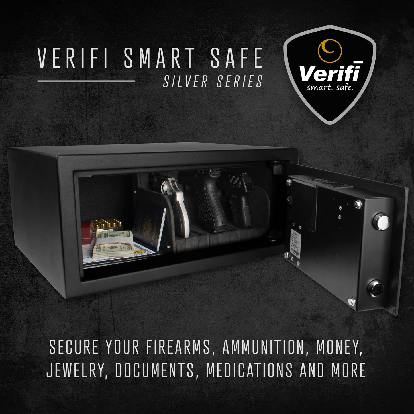 Verifi Biometric S5800 with FBI Fingerprint Sensor for Locker, Alloy Steel, 0.83 Cubic Feet Capacity, Wall Mount, Audible Alerts, Adjustable LED Lighting, Black