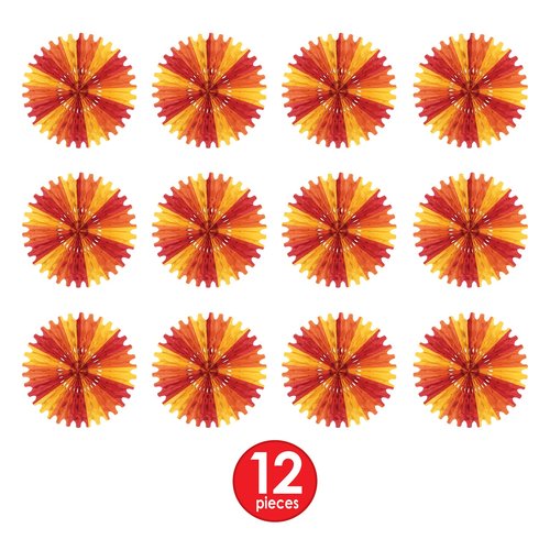 Beistle 12 Piece Fall Tissue Paper Fan Decorations For Thanksgiving And Autumn Celebrations