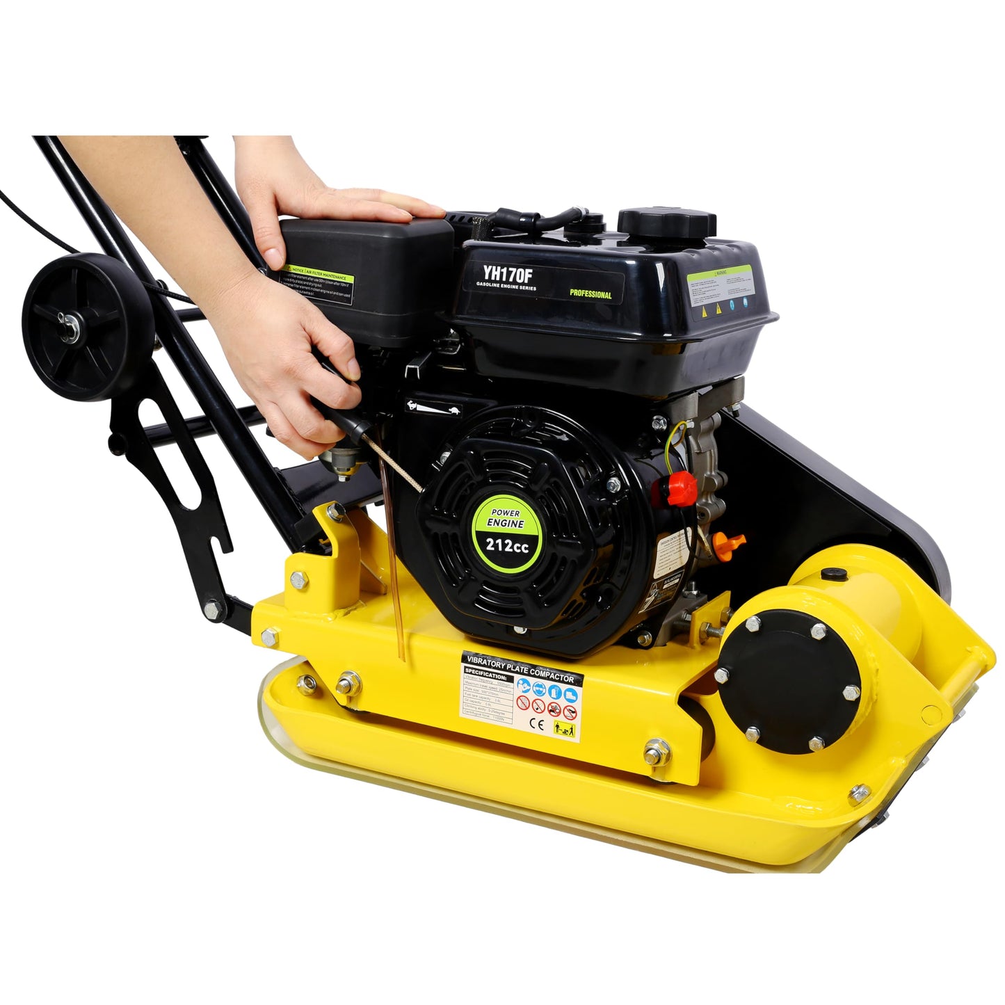 7.0HP Plate Compactor, 212CC Gas Engine, Vibratory Compaction Tamper, 20 x 14 in Plate Power Jumping Jack Tamper, 5500 VPM Pavement Compactor for Walkways, Asphalts, Paver Landscaping