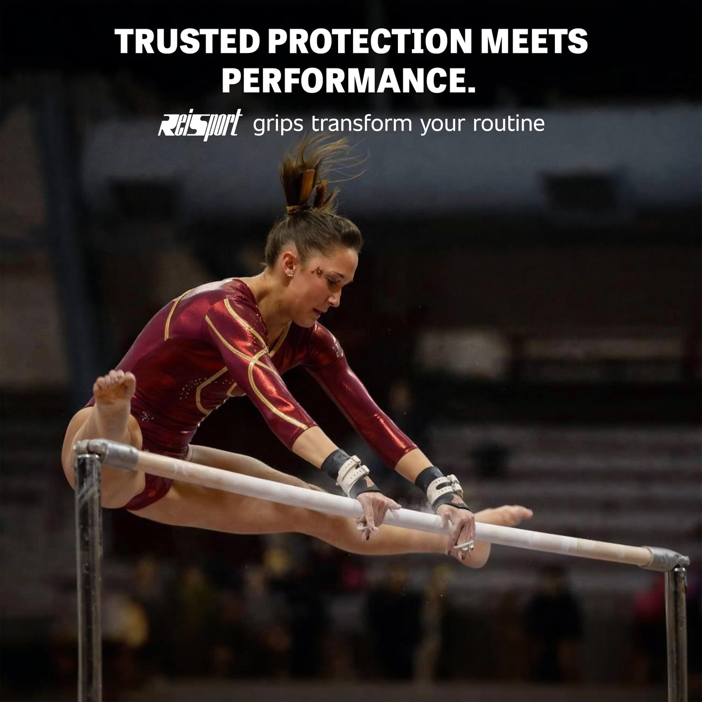 Reisport Protec Uneven Bar Gymnastics Grips for Women - Triple Strength Leather Hand Grips for Gymnastics Bars - Gymnastics Equipment & Accessories for Advanced Gymnasts
