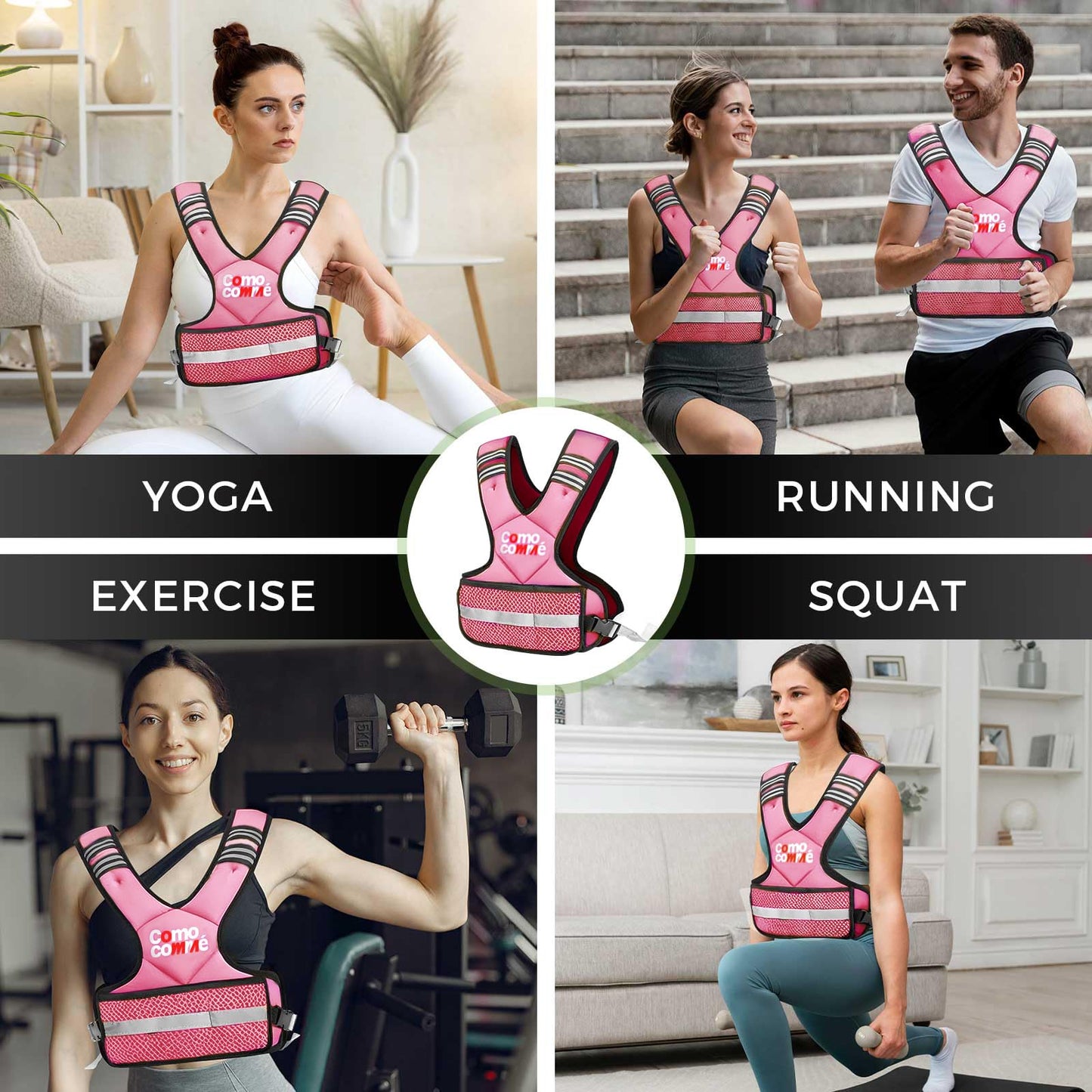Adjustable Weighted Vest for Men Women, 4-10lb/12-18lb/20-32lb Vest with 6 Ironsand Weights and Large Pocket, Adjustable Body Weight Vest Exercise Set for Running, Walking