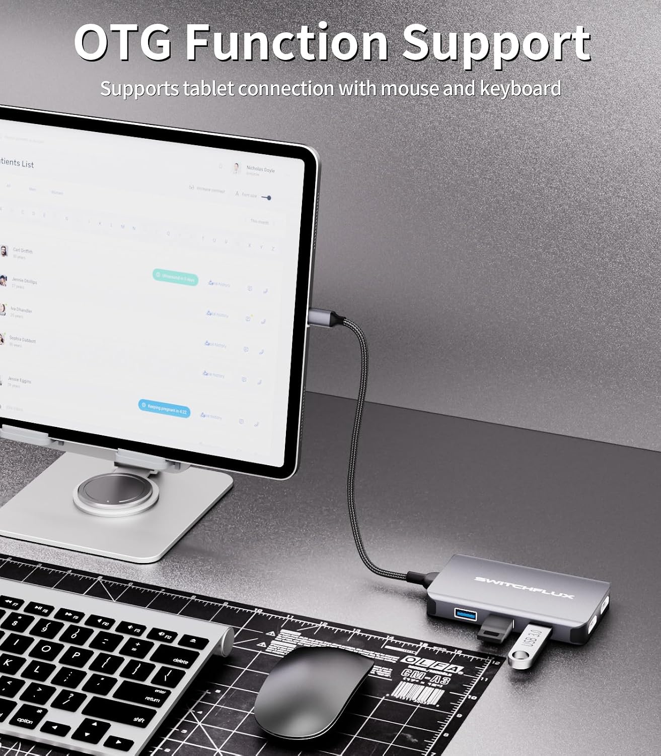 SWITCHFLUX Adapter,6 1 4K 2HDMI,3USB Port,100WPD USB C Docking Station Dual Monitors in USB C Hub for Dual HDMI