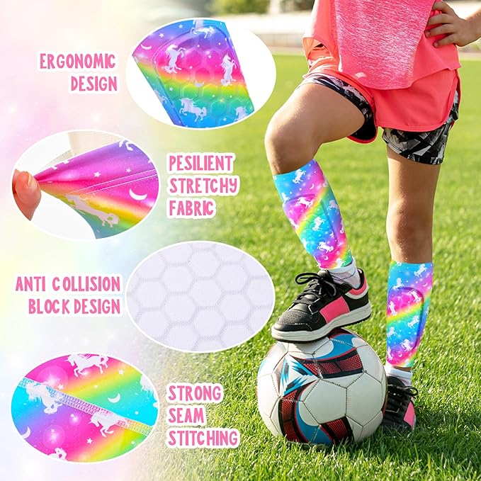 Shin Guards Soccer Kids Girls, Shin Pads Shin Guard Protection Kids Girls Toddler, Calf Compression Sleeve with Honeycomb Pads for Kids 3-9 Years Old Girls Toddlers