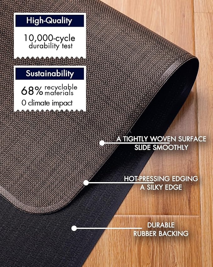 BARoyal Office Chair Mat for Hardwood Floor Under Desk Computer Rolling Chair Mat for Wood/Tile Floor Non-Slip Heavy Duty Desk Rug PVC Plastic Hard Floor Protector 30" x 48"(Coffee)