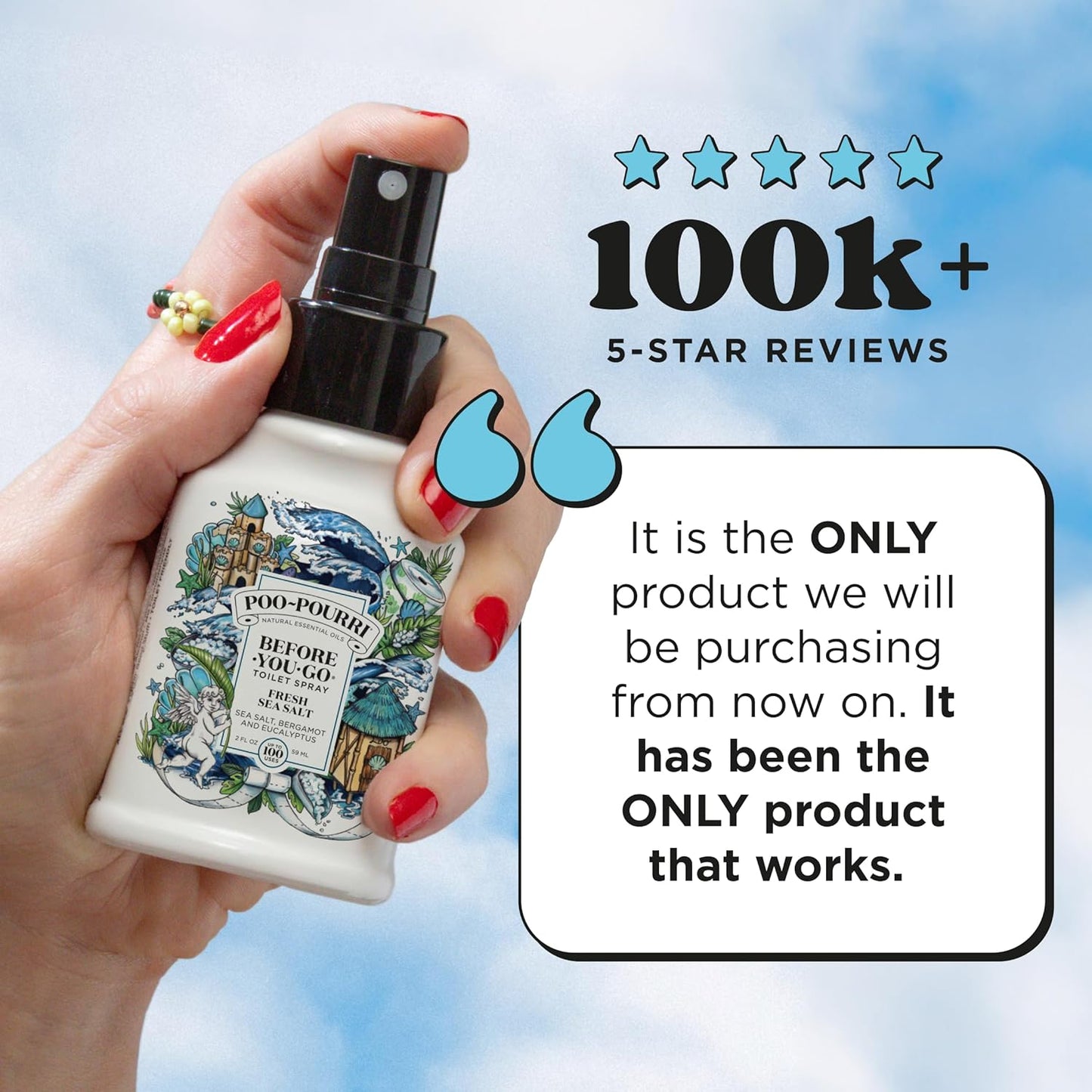 Poo-Pourri Toilet Spray - Fresh Sea Salt Scent | Plant-Based Odor Deodorizer, 4 Fl Oz, Up to 200 Uses